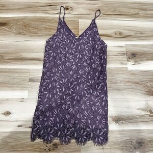 Speechless Purple Lace Floral V Neck Dress Women’s Large